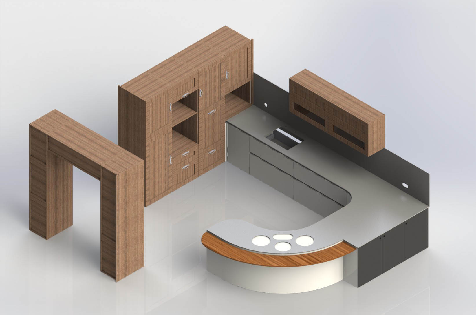 3D modelled Kitchen designed using SWOOD Eficad Software