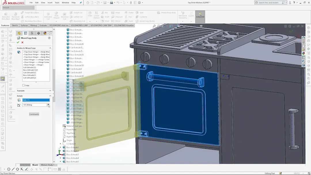 toy kitchen modelled with SOLIDWORKS CAD file