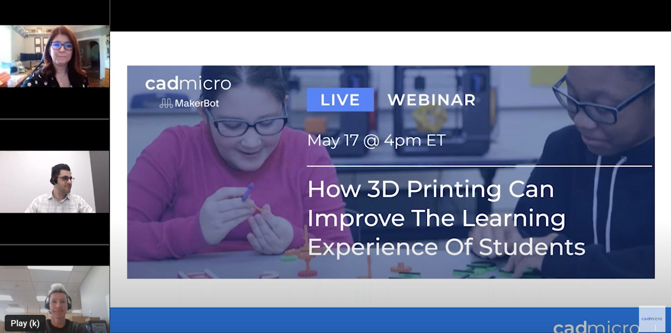 How 3D Printing Can Improve the Learning Experience of Students webinar thumbnail